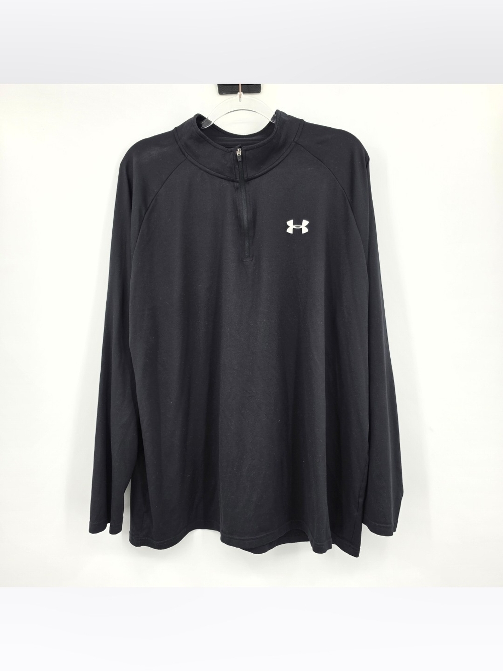 Under Armour Loose Quarter Zip Pullover Heatgear Shirt Mens Size 2XL Black Light